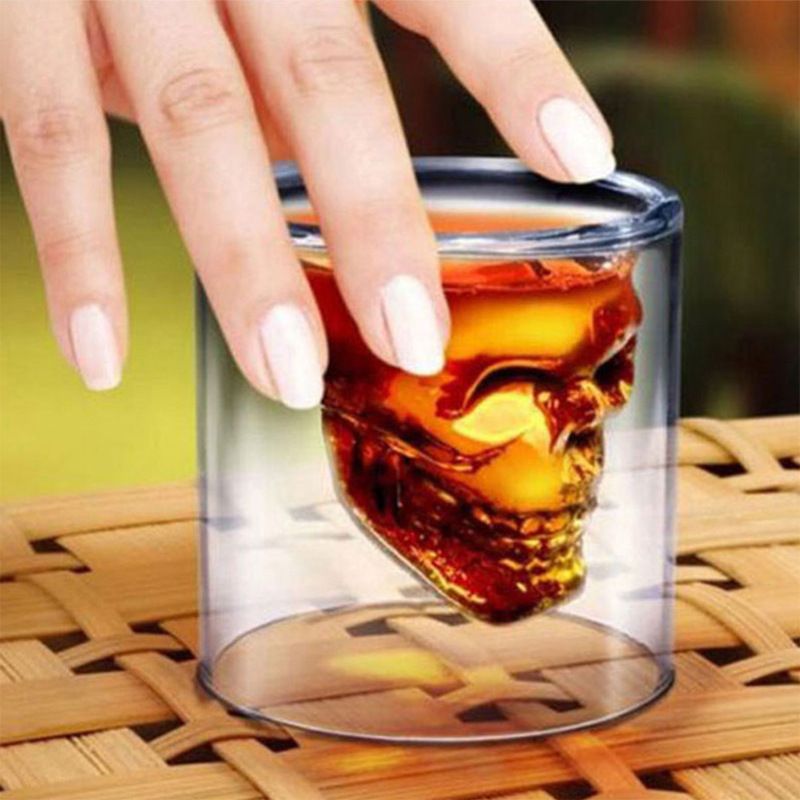 Crystal Skull Shot Glasses Beer Cup, Creative Double Layer Skull Shot Glass for Whiskey Tequila Vodka, Perfect for Halloween โ image 3