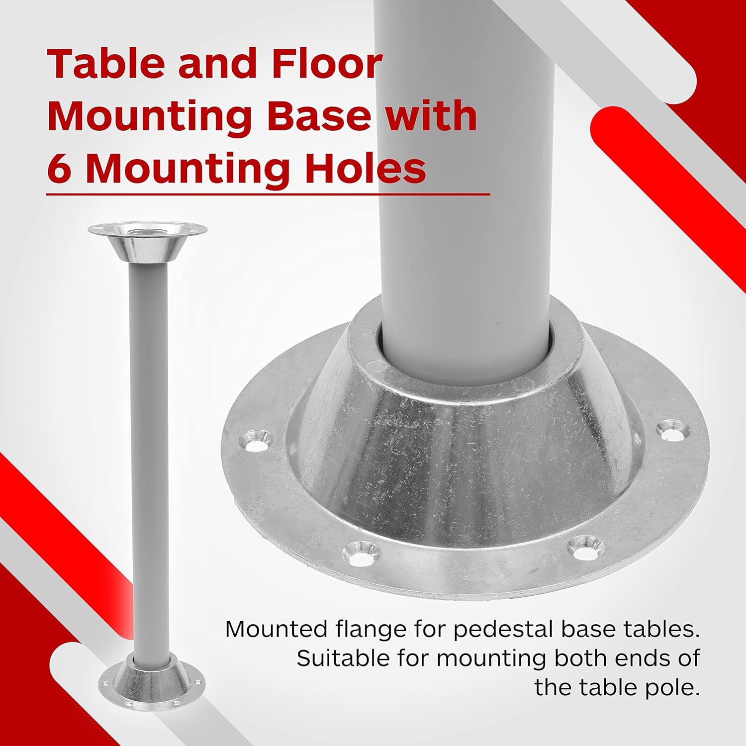 Aluminum Pedestal Table Base Flange - Table and Floor Mounting Base with 6 Mounting Holes - Includes Mounting Screws — image 2
