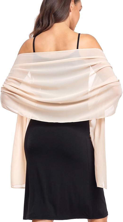 Women's Beige Chiffon Scarf 175x70cm - Ultra Soft Lightweight for Travel & Shoulder - Compact Design โ image 2