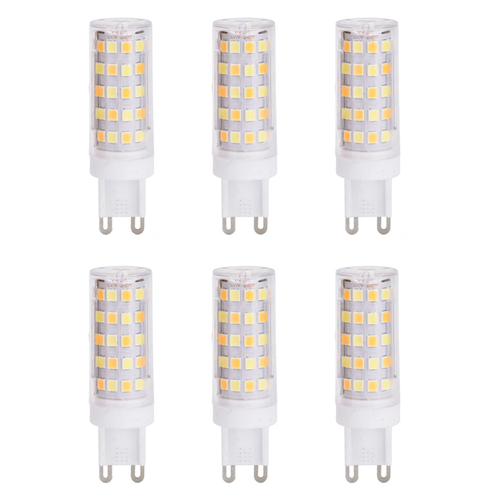 6PCS 66LED G9 Light Bulb 9W 85‑265V Small Ceiling Lamp Bulb 3 Light Color Wall Lamp Bulb for Home