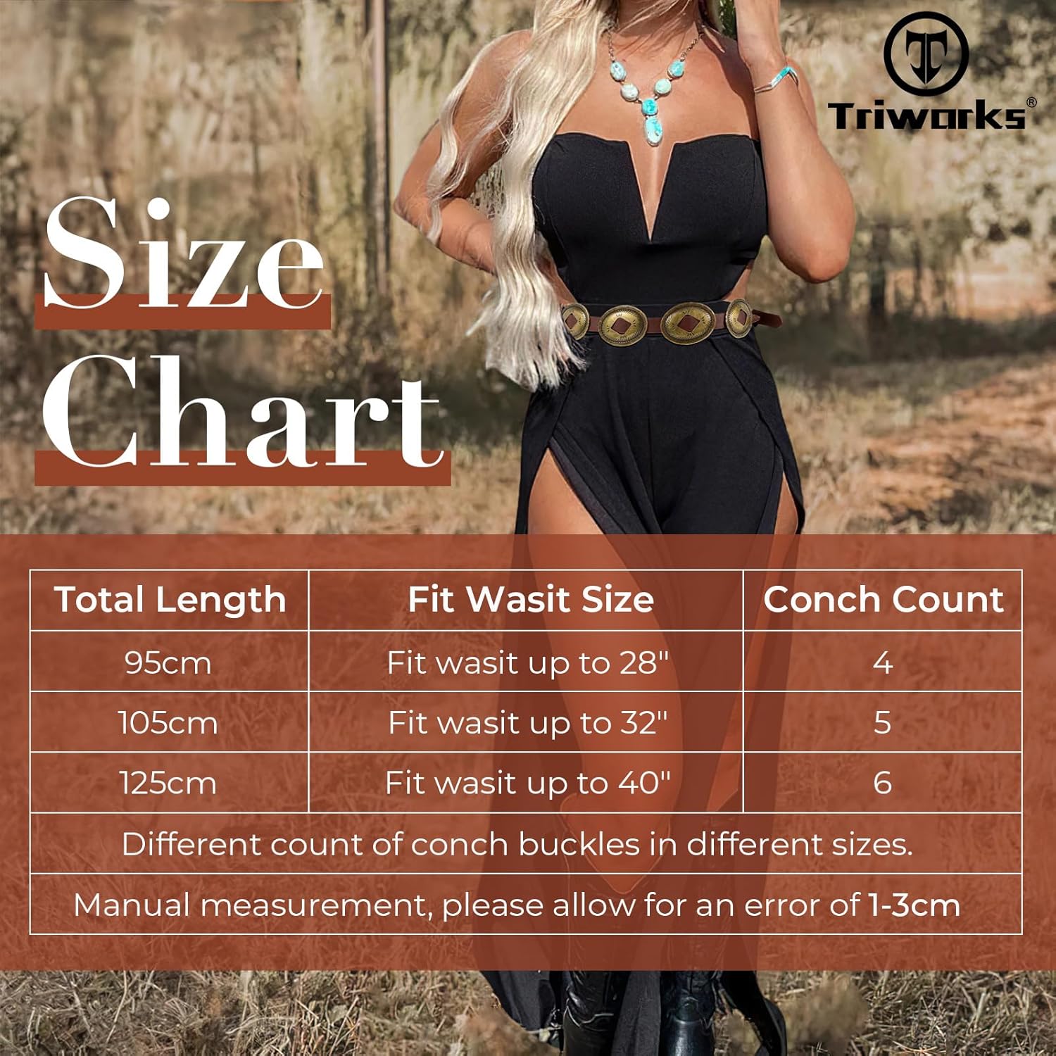 Western Belts for Woman Oval Concho Belt Cowgirl Belt Boho Disc Belt Buckle for Dress Jeans Country Concert Outfit — image 6