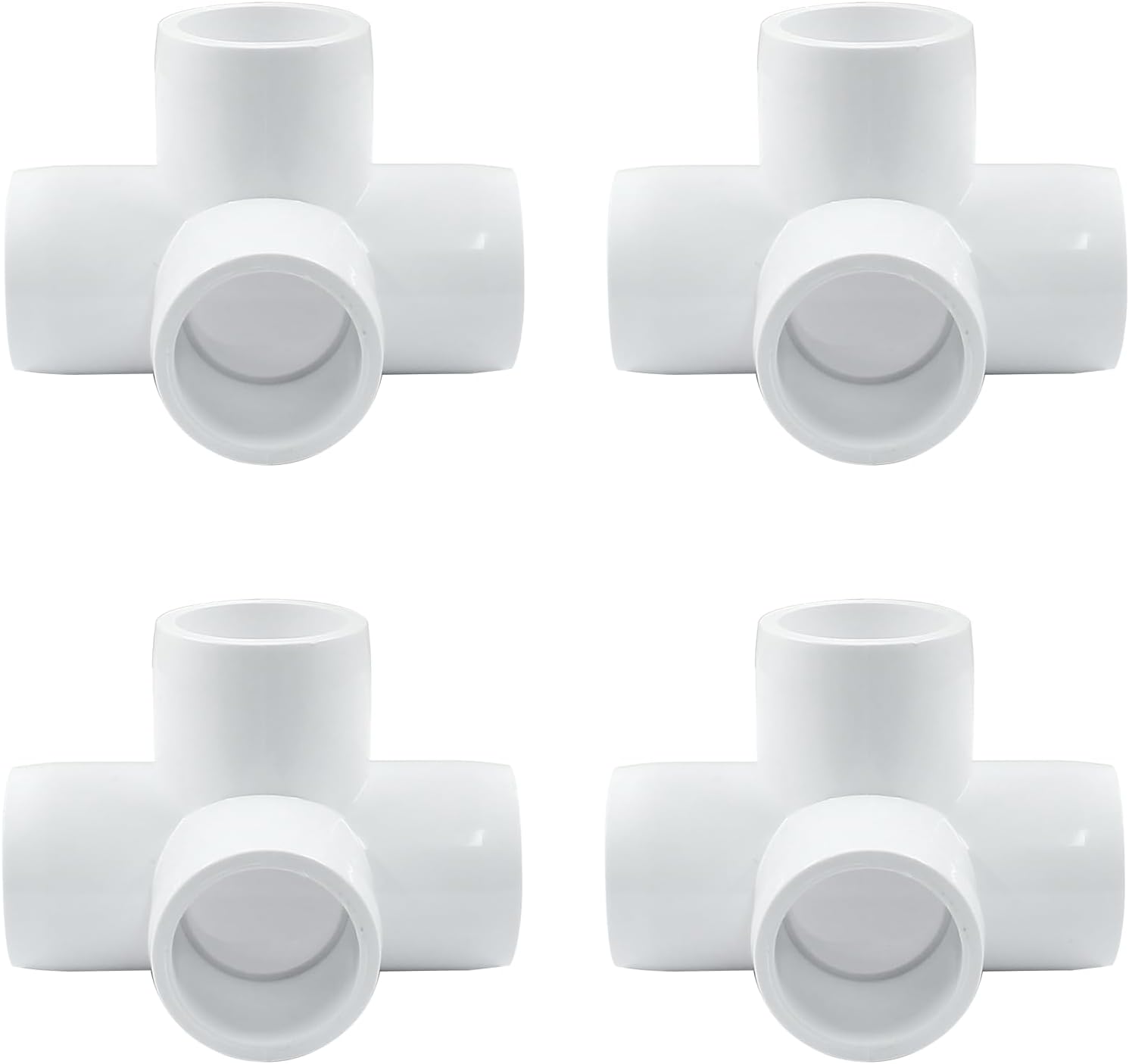 Biaungdo 4 Pcs 1/2" PVC Pipe Fitting, 4 Way Elbow Pipe Connector Furniture Grade Corner Fittings PVC Elbow Fitting for DIY Shelf Garden Support PVC