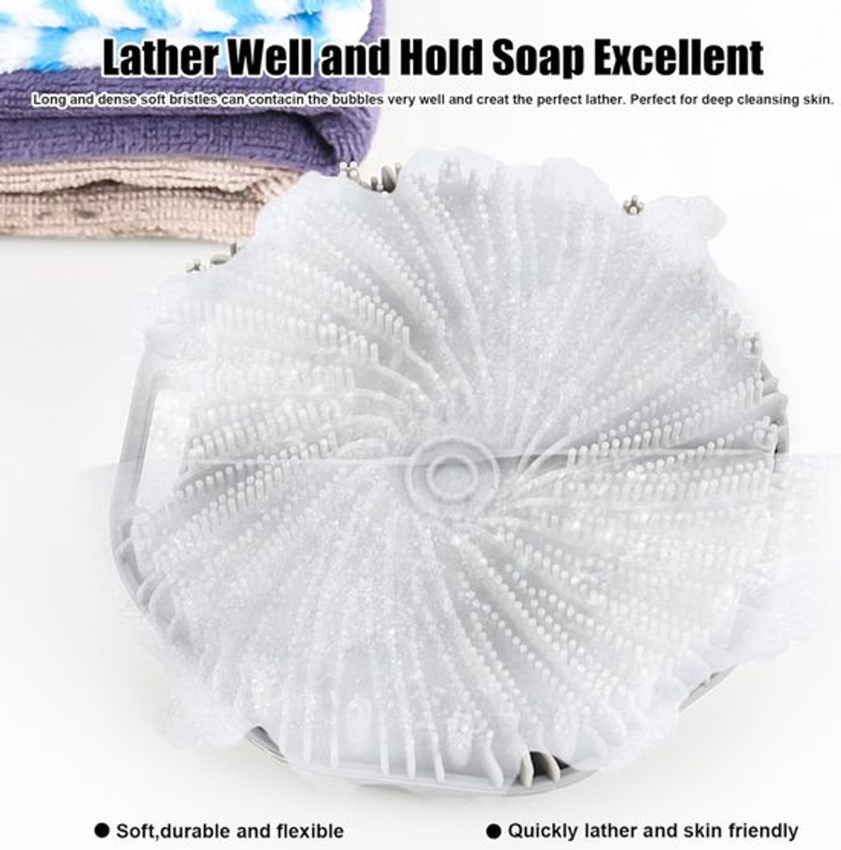 Silicone Bath Brush - 2 Pieces - Dry Brush Skin Brush - Back Scrubber - Body Scrubbers - Body Brush - Back Brush Shower - Shower Brush - Silicone Brush — image 5