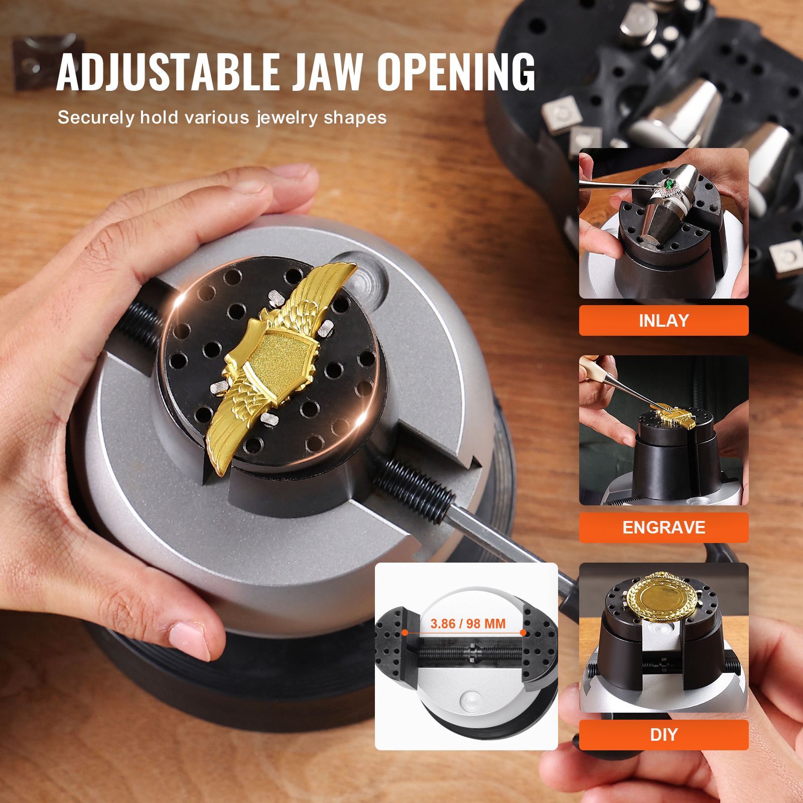 Engraving Block 5 inch Ball Vise Setting Jewelry Ball Vise Engraving with 34PCS Attachment and Rubber Base — image 6