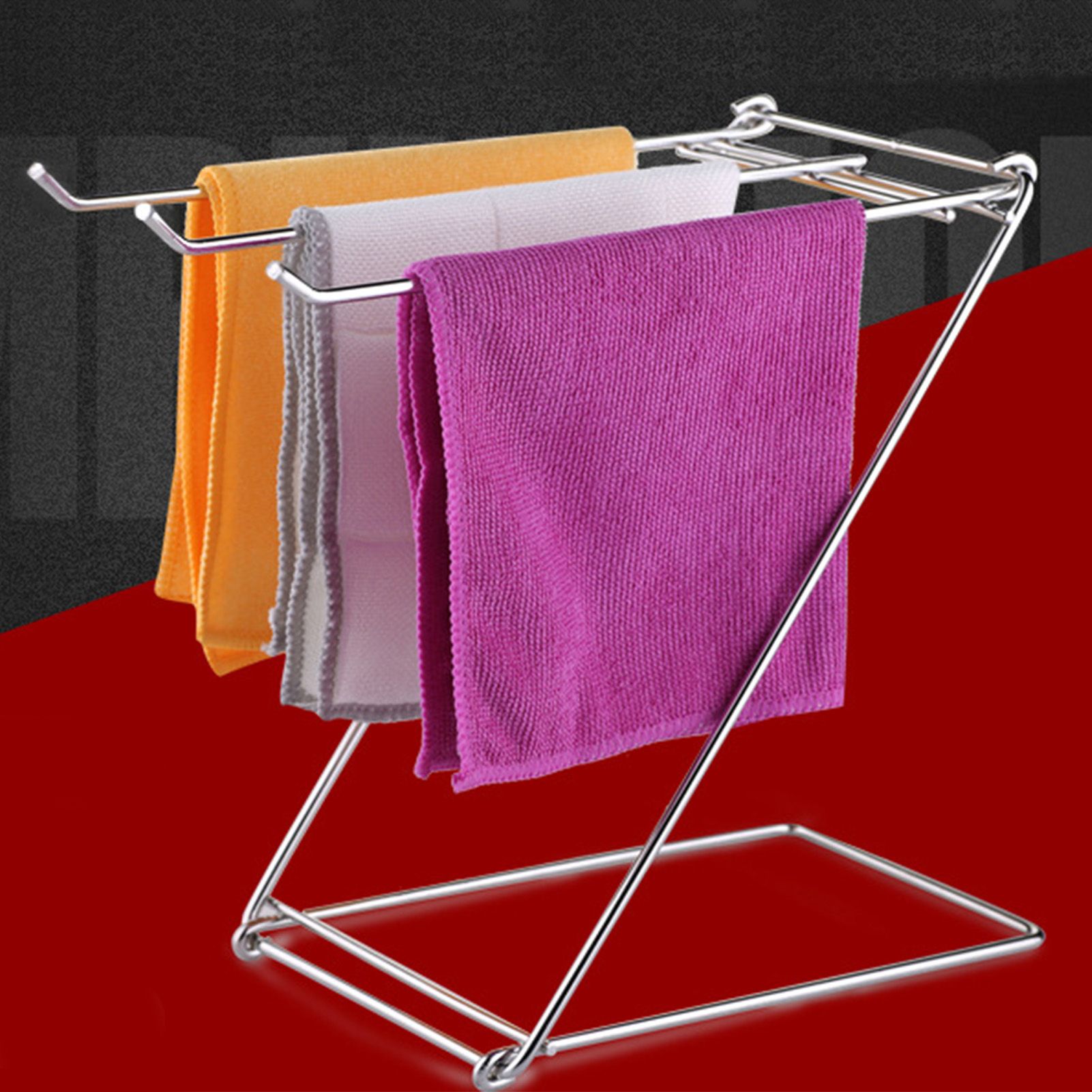 Foldable Floor Towel Holder Stainless Steel Z Shaped 3 Bars Floor Towel Rack for Bathroom Kitchen โ image 5
