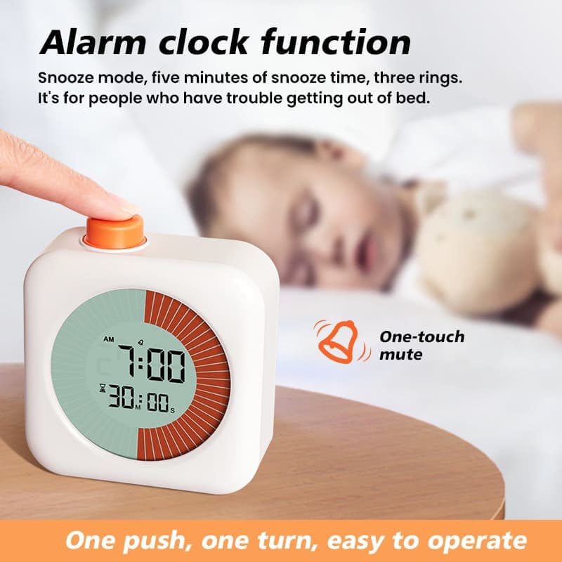 Digital Visual Timer 3-in-1 Clock Alarm with 60 Min Countdown, White — image 4