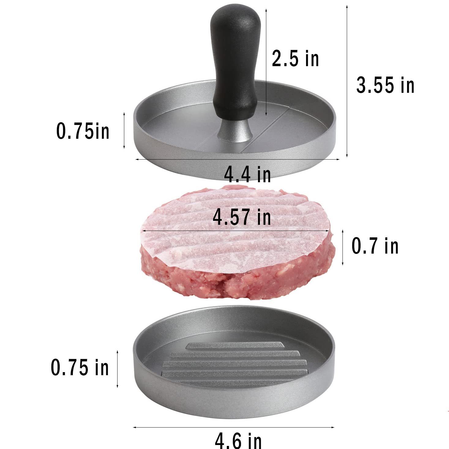 Burger Press Hamburger Press Patty Maker with 100 Patty Papers Aluminum Hamburger Mold Non-Stick, BBQ Grill Accessories Kitchen โ image 4