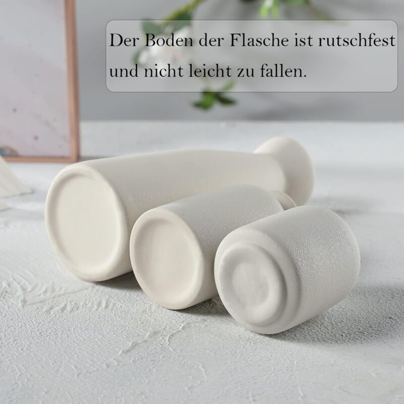 Ceramic Vase Set 3 Small Vase for Decoration for Wedding Table Party Living Office Bedroom Minimalist Bohemian Decoration, White — image 2