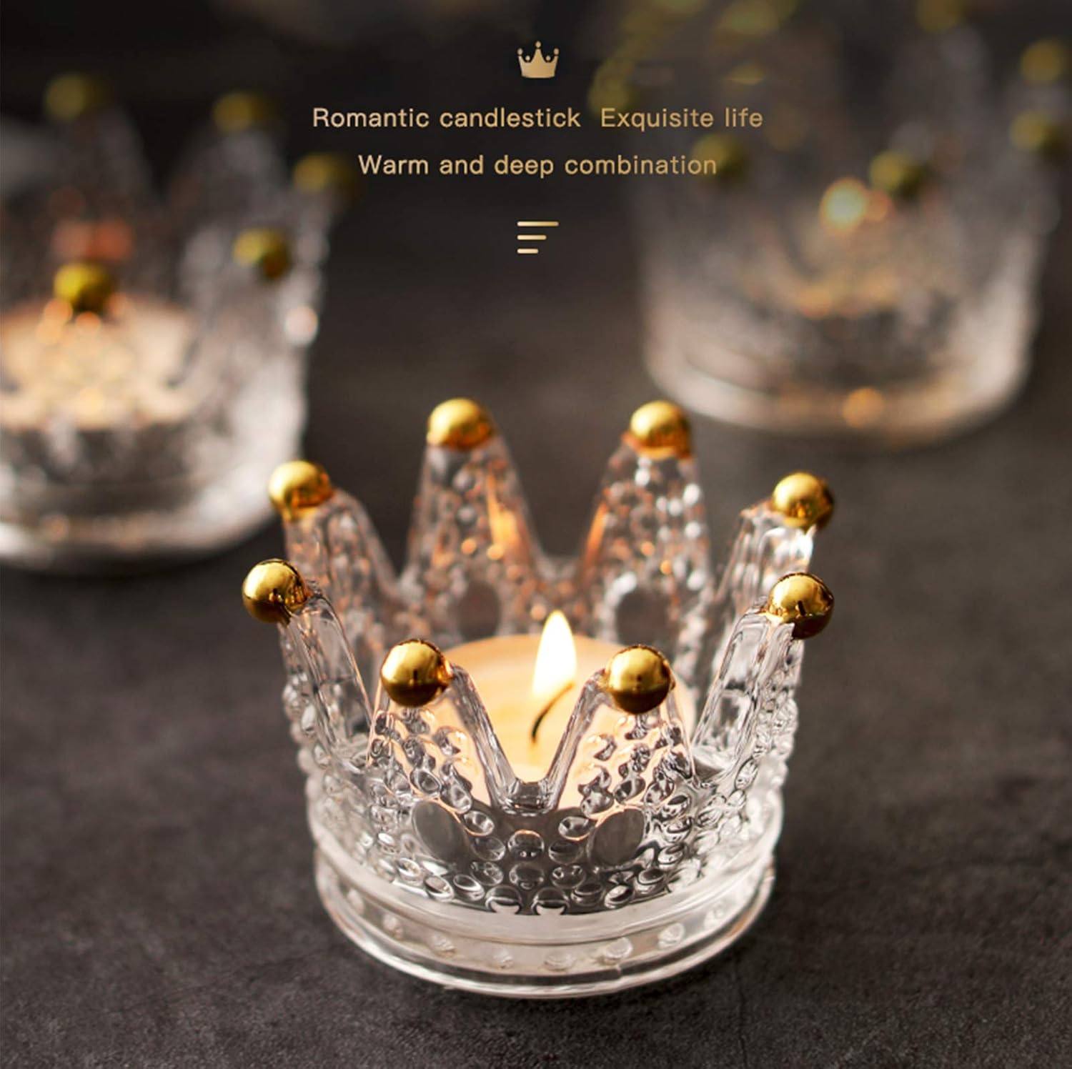 2PCS Crown Votive Candle Holder,Crown Tea Light Candlestick Ornament,Mini Crown,Tealight Holder,Jewelry Ring Holder,for Weddings Party Home Decor Set (Golden — image 5