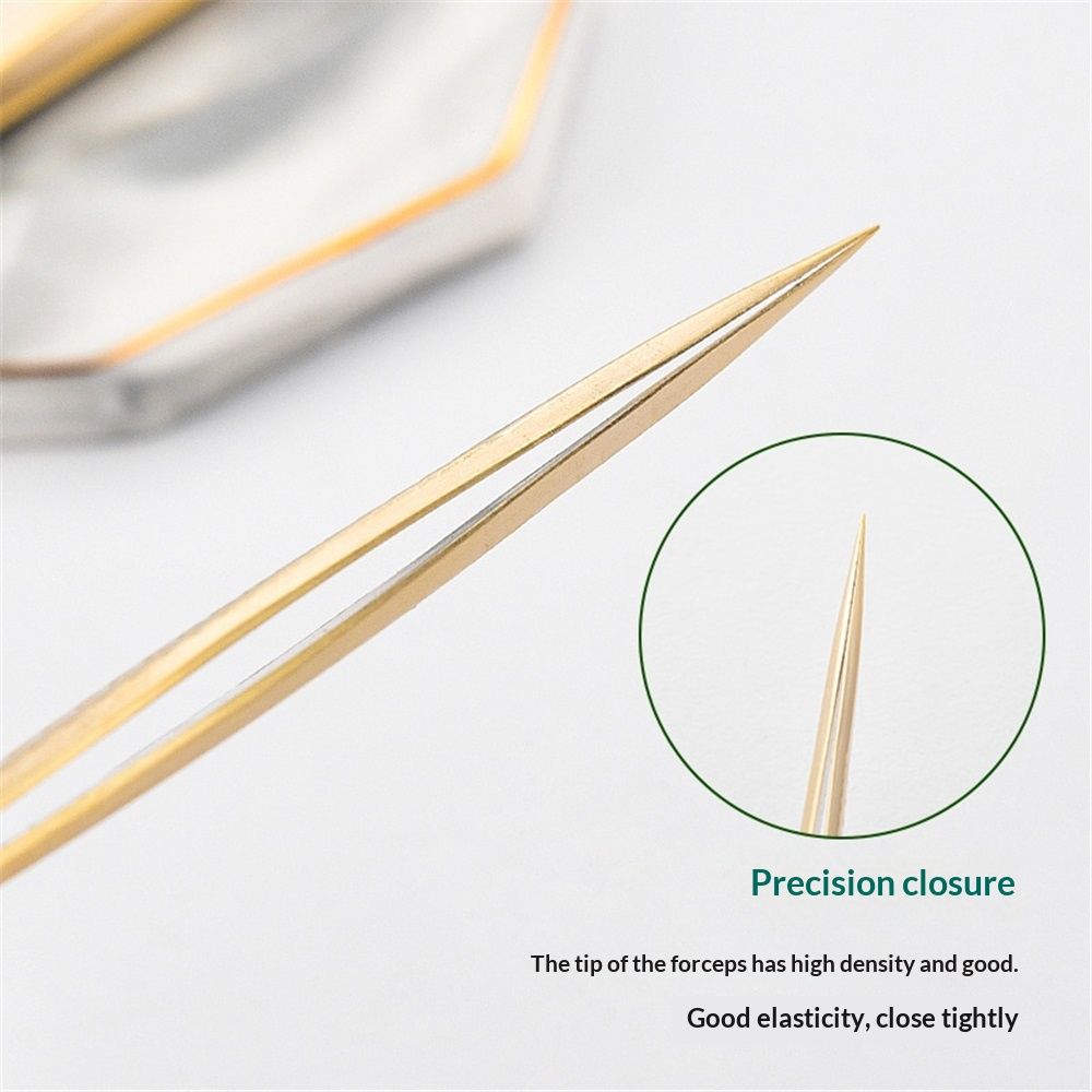 6 pack Lash Tweezers for Eyelash Extension, Professional Lash Extension Tweezer Set, High Precision Eyelash Tweezers for Volume Eyelash Extensions (Gold, 6 PCS โ image 4