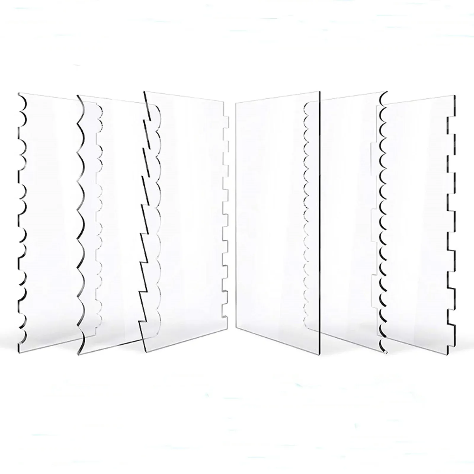 6Pcs Acrylic Cake Scraper Decorating Contour Comb Cake Edge Smoother Tools Au โ image 2