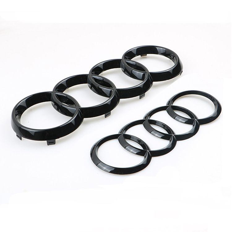 Gloss Black Audi Rings Emblem Set, Front 273mm + Rear 192mm Black Badge Replacement Kit for Audi A1 A3 A4 A5 Models โ image 2