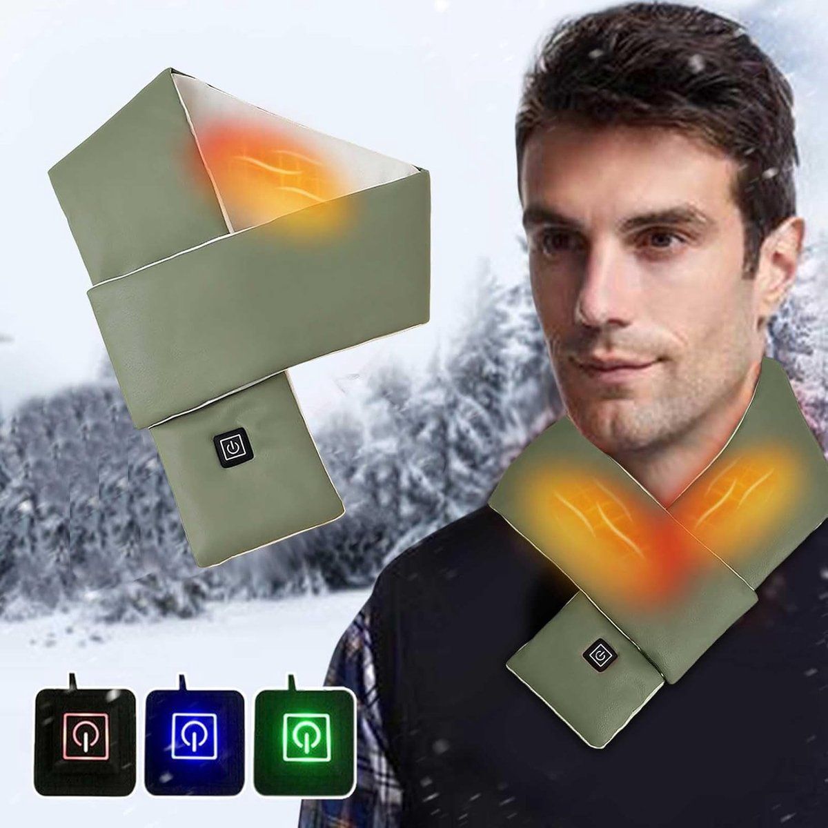 USB Heated Scarf Neck Wrap with 3 Temperature Settings Green, 10 x 80 cm โ image 4
