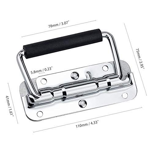 2 pcs Spring Loaded Surface Mount Handle with Rubber Grip, Stainless Steel Spring Handle Prop Box Tool Aluminum Box — image 5