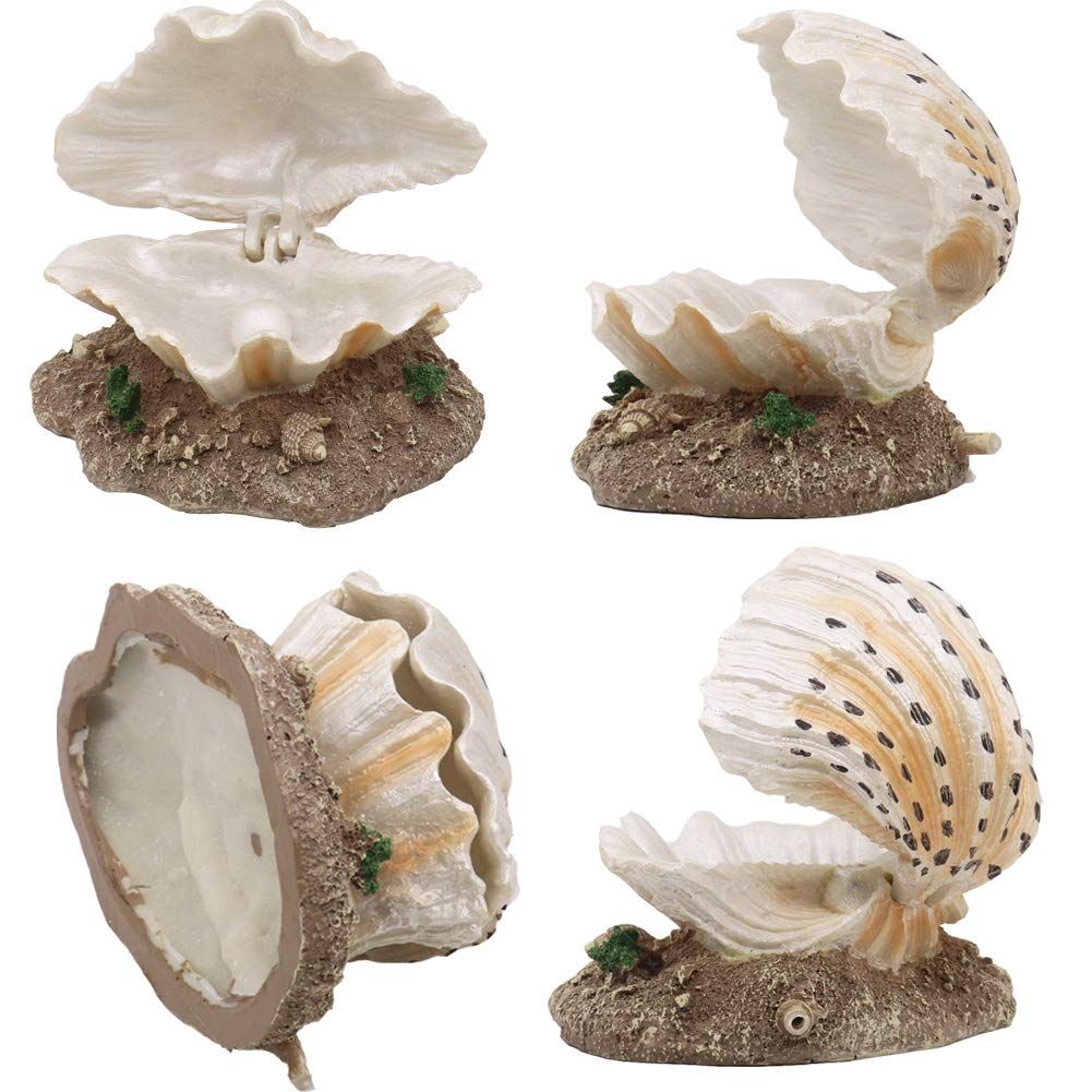 Aquarium Shell Decoration with Air Stone Bubble Tropical Clam Ornament Aquarium Landscaping Decoration โ image 4