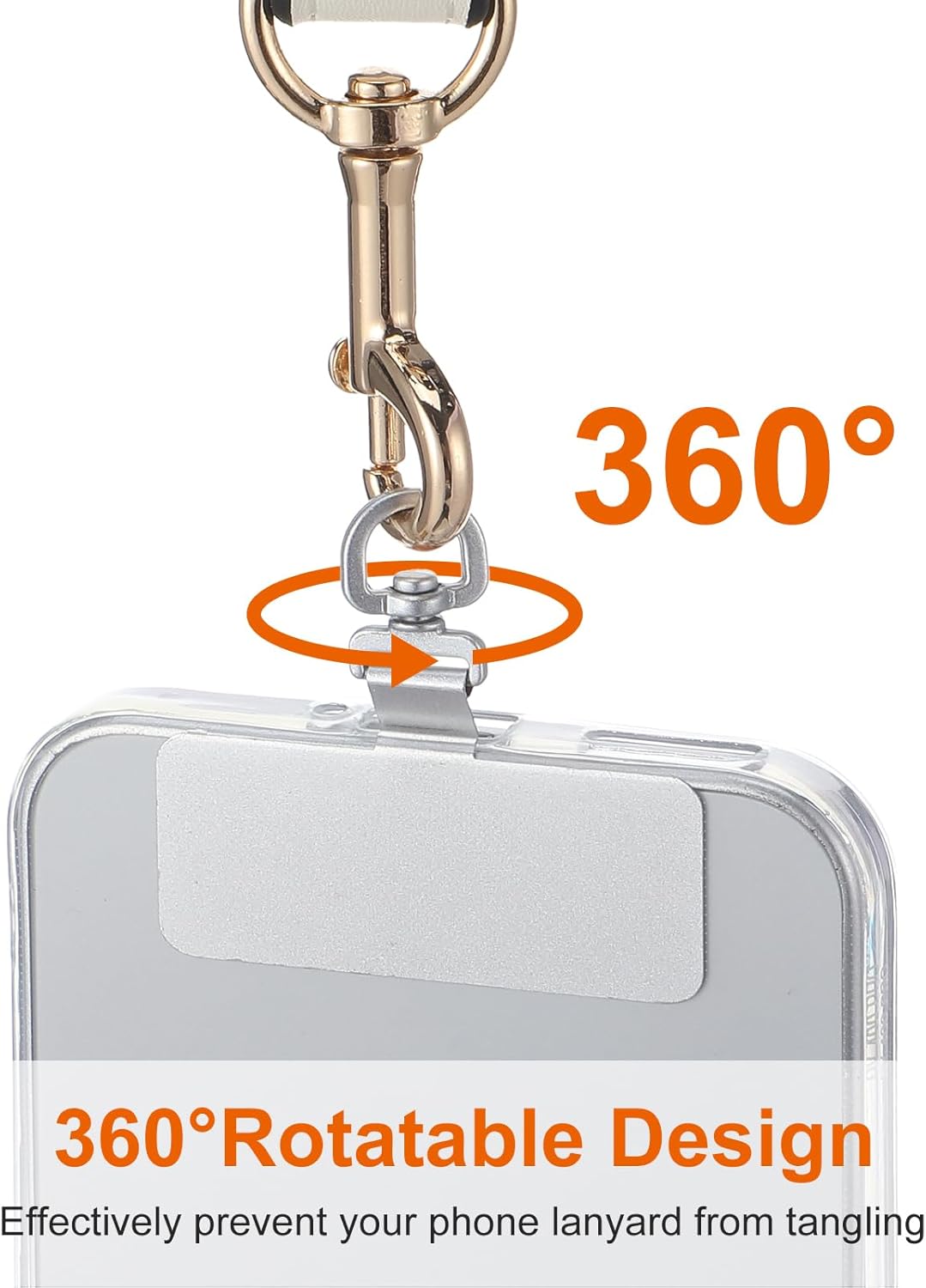 2PCS Rotatable 360° Phone Tether Tab, Stainless Steel Phone Lanyard Tab Rectangle Tether Tabs for Most Full Coverage Cases, Universal Cellphone Wrist Crossbody — image 3