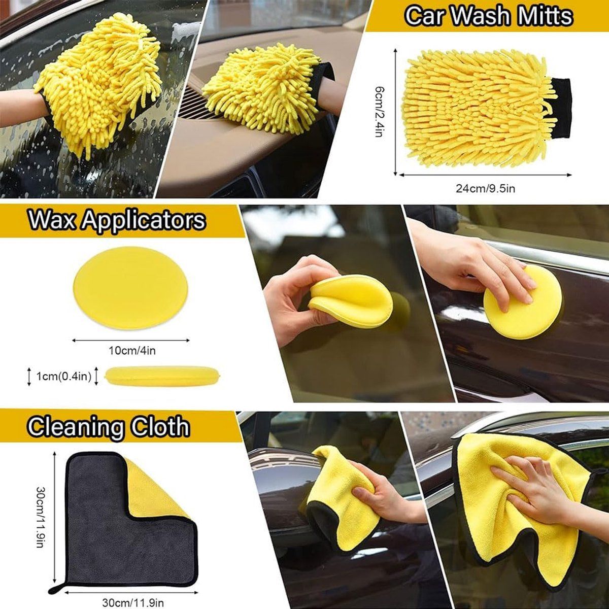 22 Pieces Car Wash Kit with Polishing Tools, Rim Brush and Interior and Exterior Car Care Accessories for Vehicle Cleaning — image 5