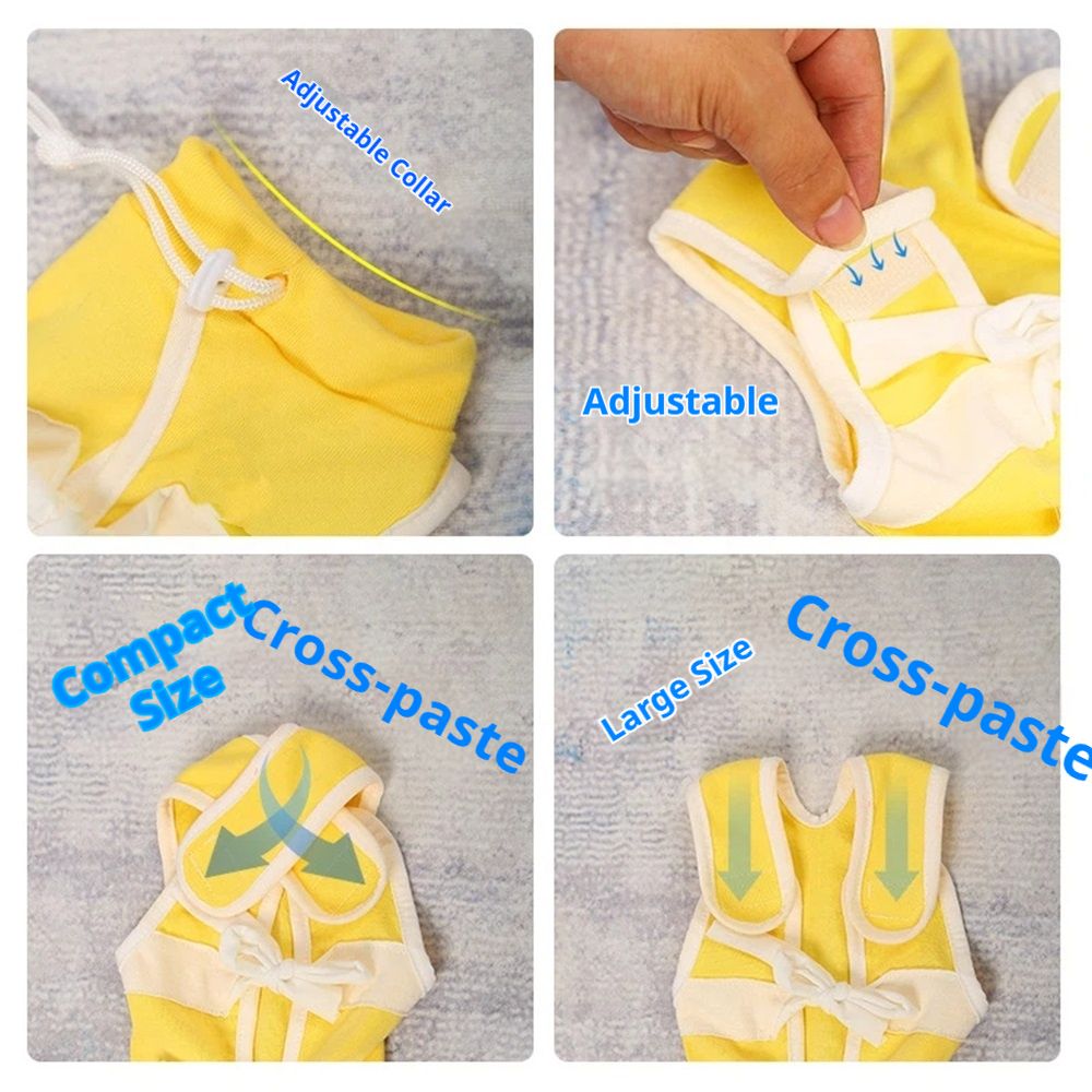 Cat Surgery Recovery Suit Female Cat Onesie for Cats After Surgery Surgical Abdominal Wound Skin Diseases (M, yellow) — image 2