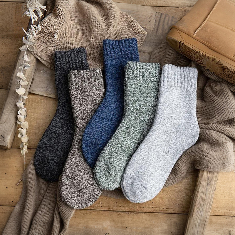 Men's Thickened Wool Socks for Fall/Winter - 5-Pair Set - Warm and Cold-Resistant - Versatile for Commuting and Outdoor Activities - The Perfect Surprise Gift — image 5