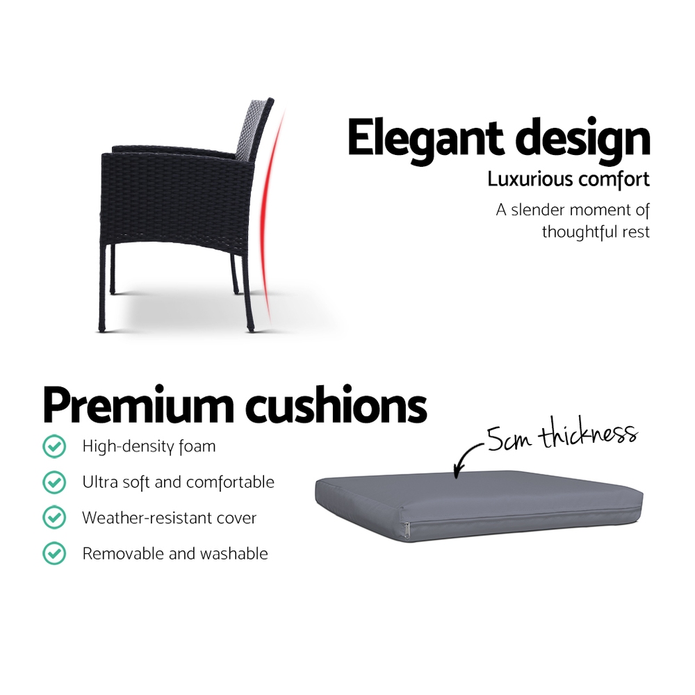 Gardeon 2PC Outdoor Dining Chairs Patio Furniture Rattan Lounge Chair XL Ezra โ image 6