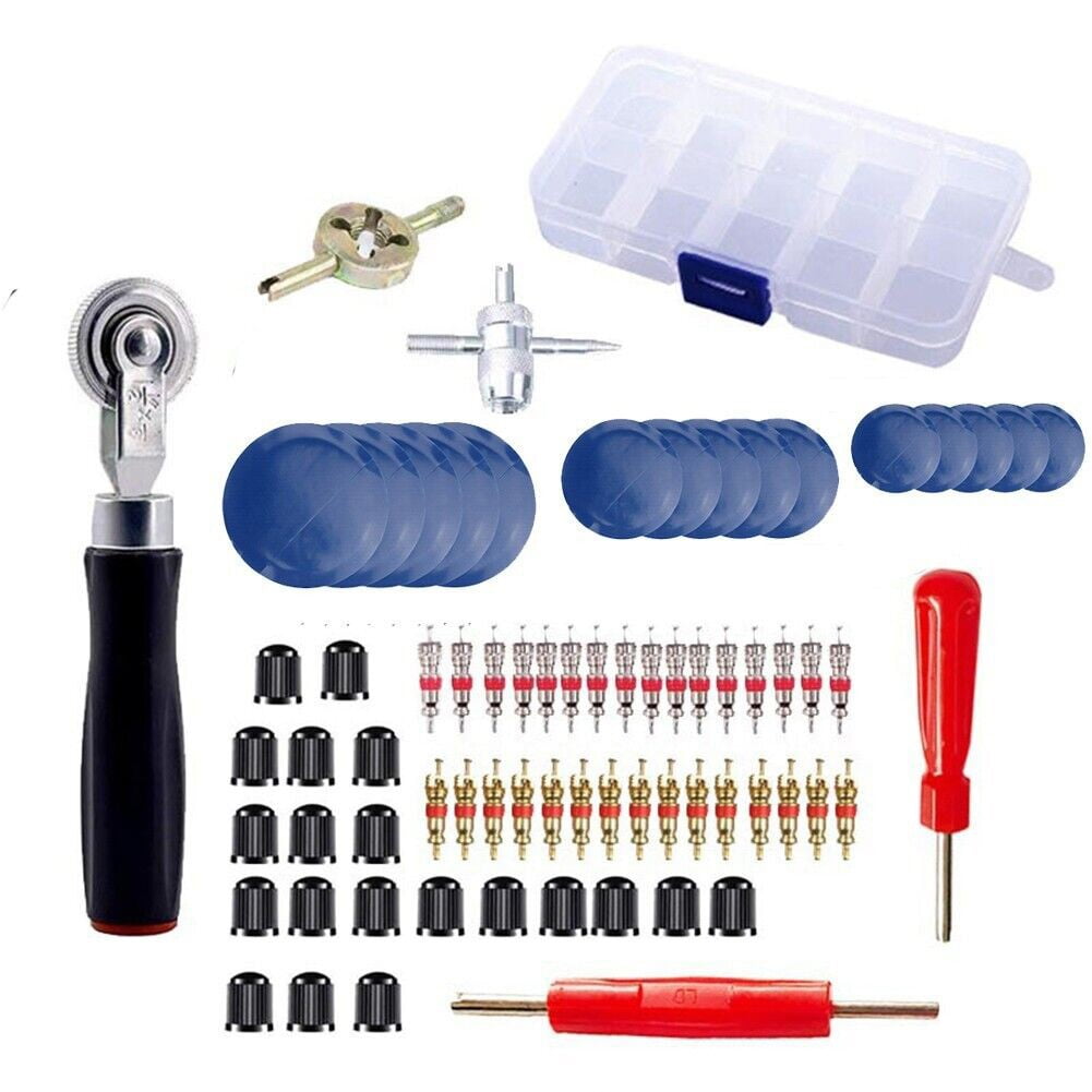 70Pcs 3 Sizes Car Truck Tire Repair Rubber Patch Tools Kit 32/42/58Mm W/ Roller