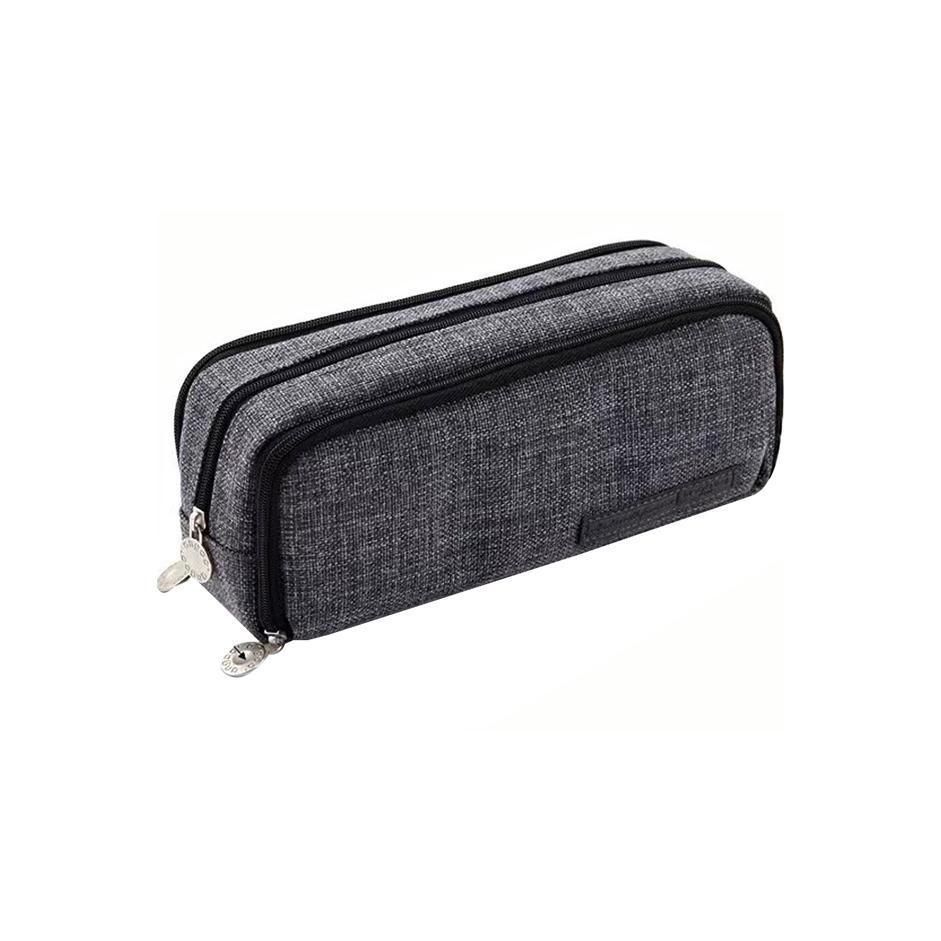 Zipper Pencil Case Large Capacity Storage Bag School Stationery Makeup Organizer - Dark Grey