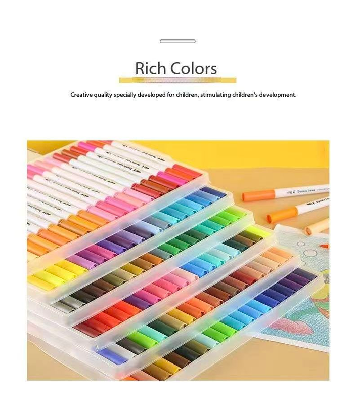 White 120 COLOURS Dual-Tip Watercolor Marker Set - Colors Washable Art Pens with Brush & Fine Tips for Students & Artists โ image 5