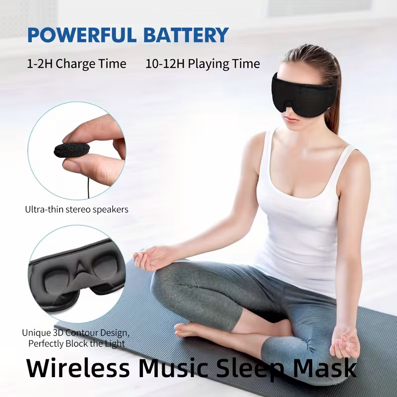 1 3D wireless sleep mask with 5.2BT headphones, the best sleep mask, Type-C charging cable built-in, wireless music eye mask, suitable for both men and women โ image 2