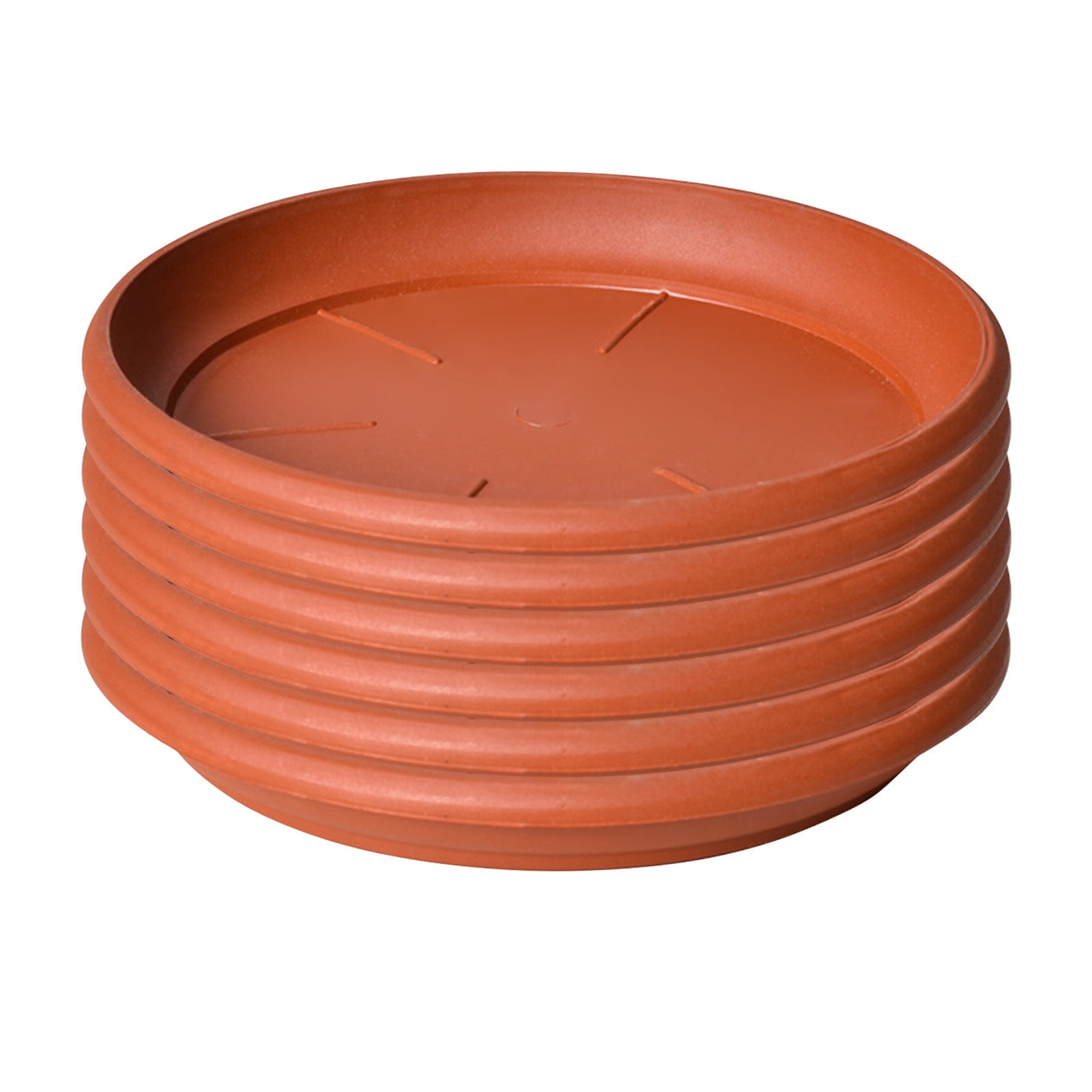 6 Pack Plant Saucer Tray 3.6 inch, Heavy Duty Plastic Pot Plant Drip Trays Saucers for Indoors Outdoor, Plant Water Tray for Planters 4" Brown