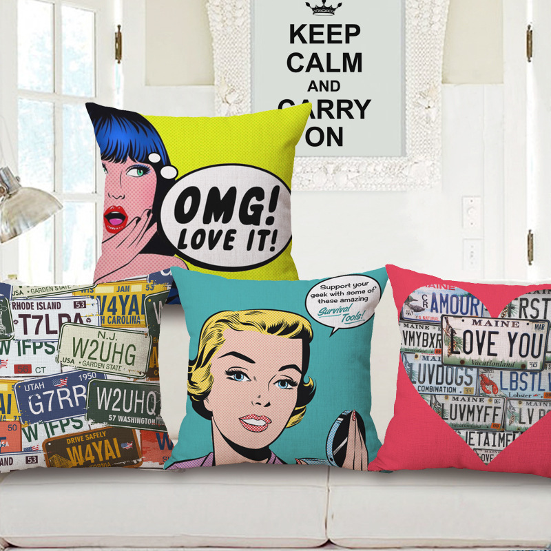 Pop Art Graphic Throw Pillow - Vintage Style Cushion for Home Decor(Yellow) โ image 2