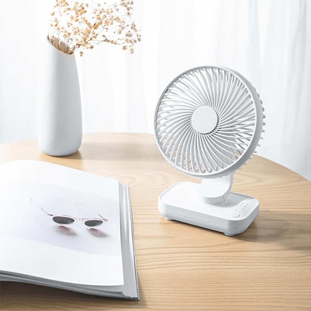 4-Speed Air Circulator Desk Fan Rechargeable Quiet Table Fan for Home Office Dorm White β image 3