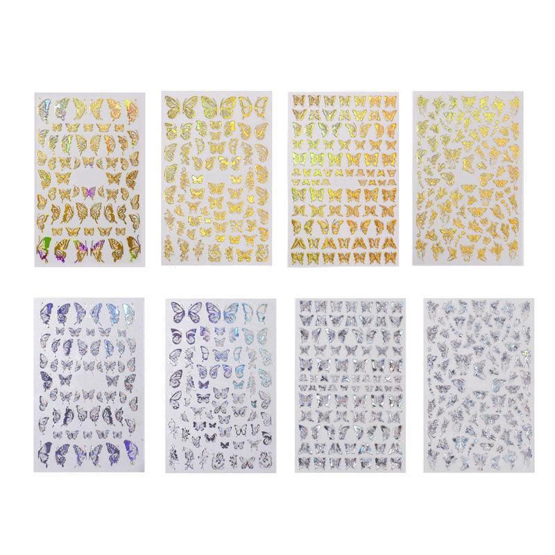 3D Nail Butterfly Design Sticker Decor Decal Holographic Laser Nail Art Sticker - Gold L-03 โ image 2
