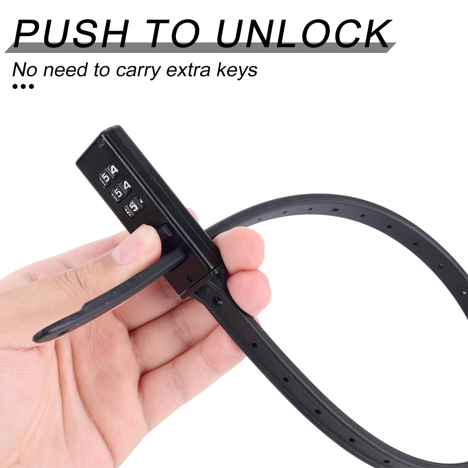 2pcs Zip Tie Lock, 22.05in Adjustable Small Cable Lock with Combination 3 Digit Recodable Combination Multi-Purpose for Bikes Motorcycle Helmet (Black) โ image 2
