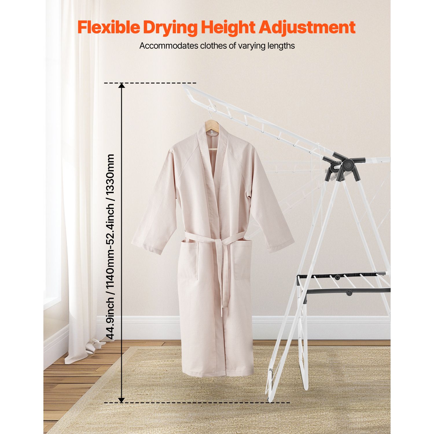 2-Tier Foldable Clothes Drying Rack with Sock Clips & 31 Drying Rods White — image 4