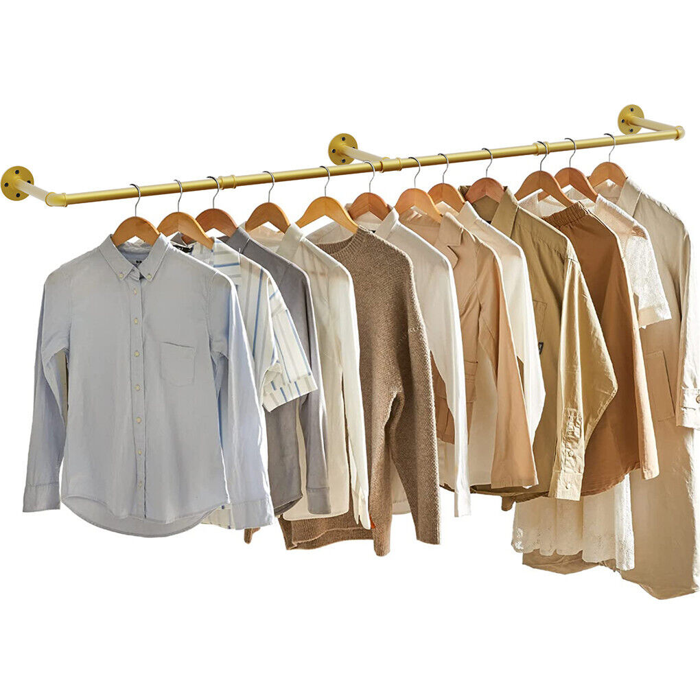 Vintage Iron Clothes Rail Gold Wall Mounted Garment Rack — image 2