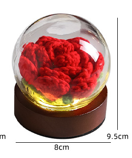 Gradient Light Pink Rose Knitted Flower LED Dome Lamp - USB Touch 3-Color Night Light — image 2