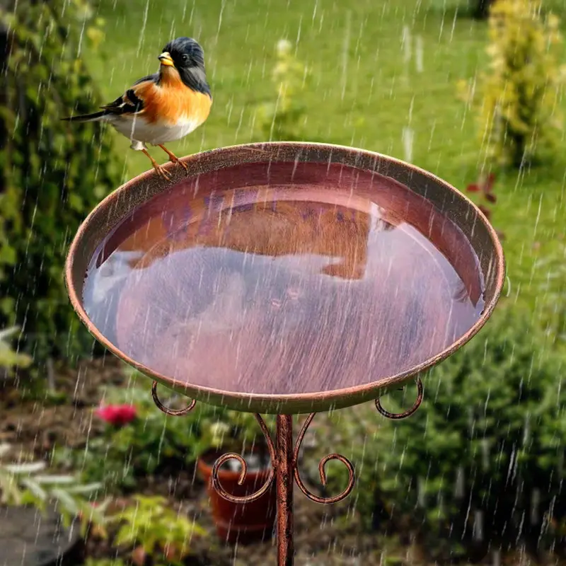 Vintage Metal Bird Bath with Pedestal Stand — image 5