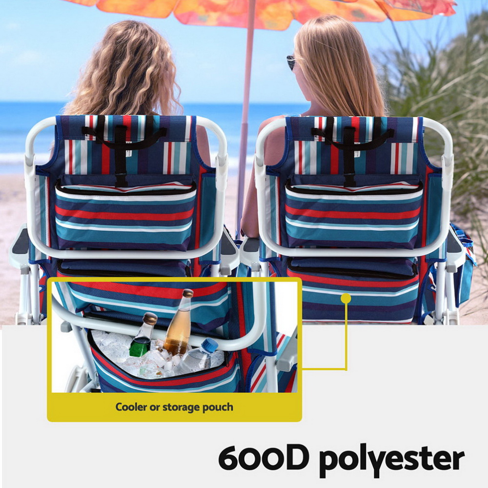 Gardeon Outdoor Chairs Beach Chair Backpack Cooler Storage Lightweight Fishing Blue โ image 6