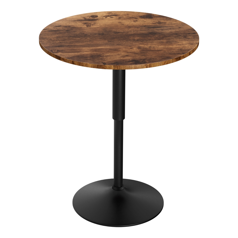 Artiss Height Adjustable Bar Table 360 Swivel Round Gaslift Design 60cm Rustic Brown
