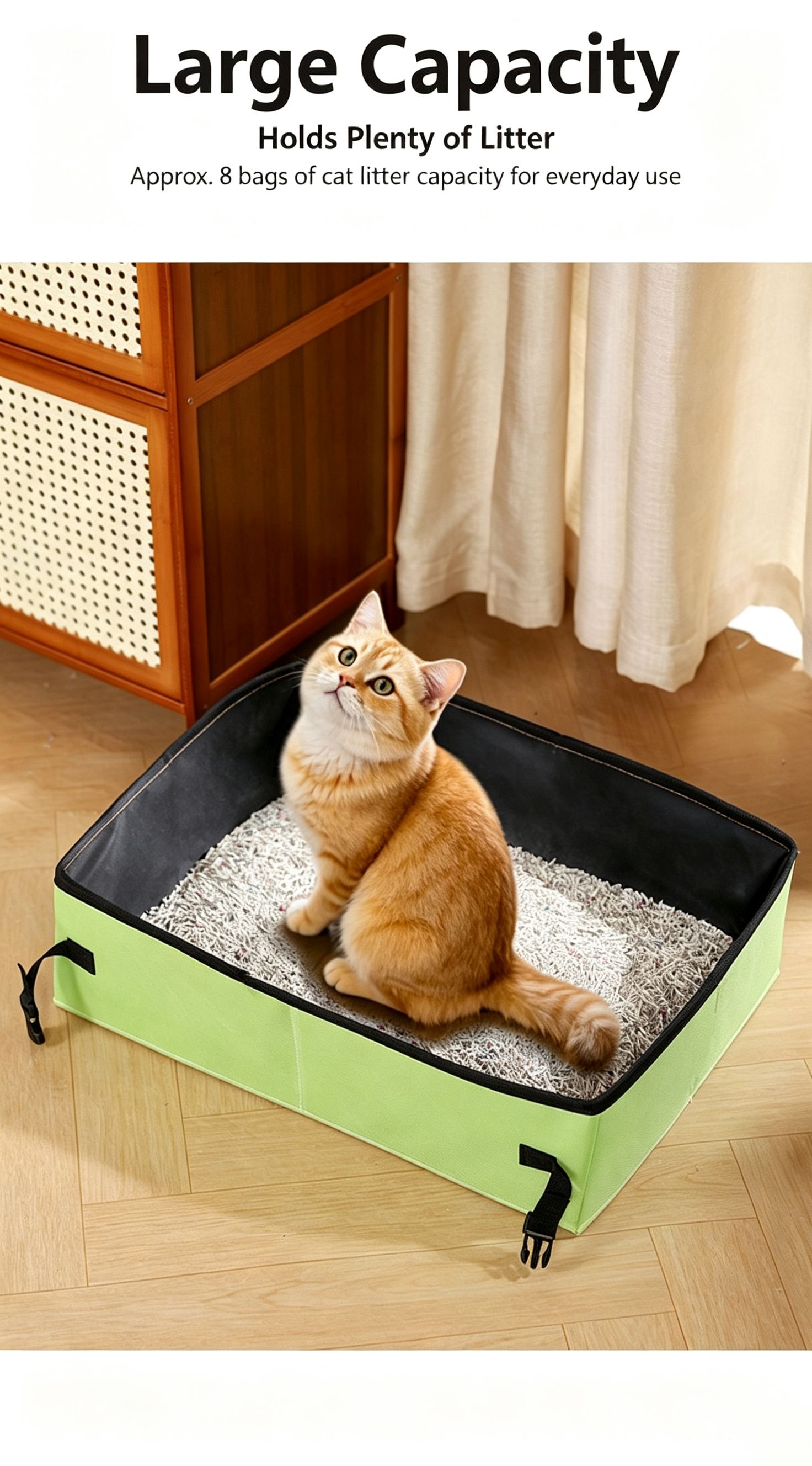 Portable Foldable Cat Litter Box for Travel,small blue — image 6