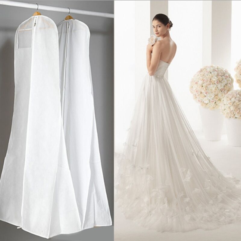 1 Pc Wedding Dress Dust Cover Breathable Non Woven Fabric White, 180 cm