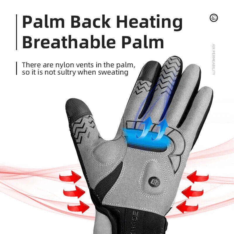 MTB Heated Gloves XLarge for Mountain Road Bike Breathable Winter Autumn Cycling Camping Running Outdoor Sport Rockbros โ image 4