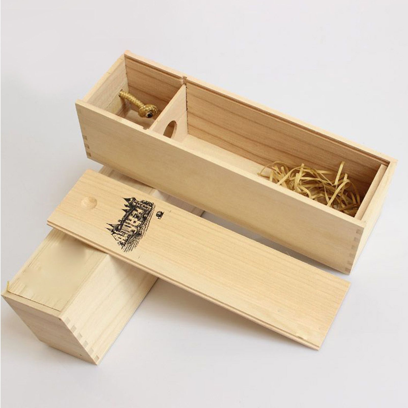 Single Bottle Wooden Wine Box with Lid Decorative Wood Grain Reusable Wine Storage Box — image 5