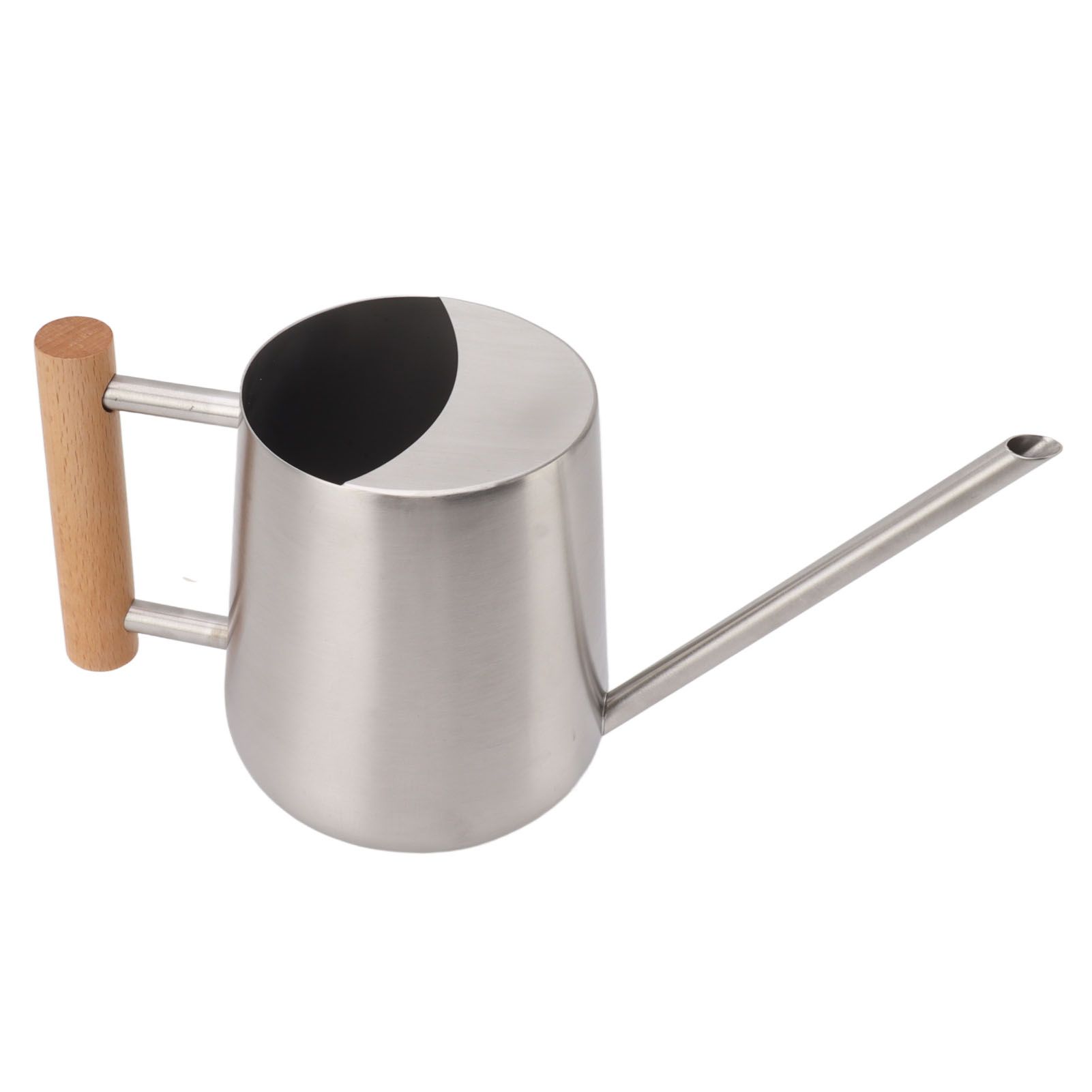 Watering Can 900ml Stainless Steel Long Spout Wooden Handle Elegant Flower Watering Pot for Garden Family Outdoor Silver Color — image 4