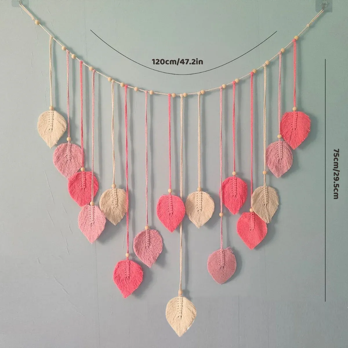 Bohemian Wall Hanging Cotton Cord Wood Bead Tassel Wall Tapestry Photo Decor โ image 3
