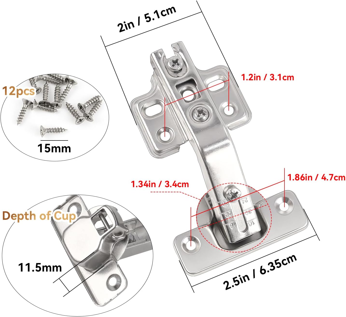 135 Degree Lazy Susan Hinge Full Overlay Concealed Corner Cabinet Hinge for Cabinet, Cupboard, Folded Door, Corner Kitchen Cabinet Replacement Hardware (1 — image 4