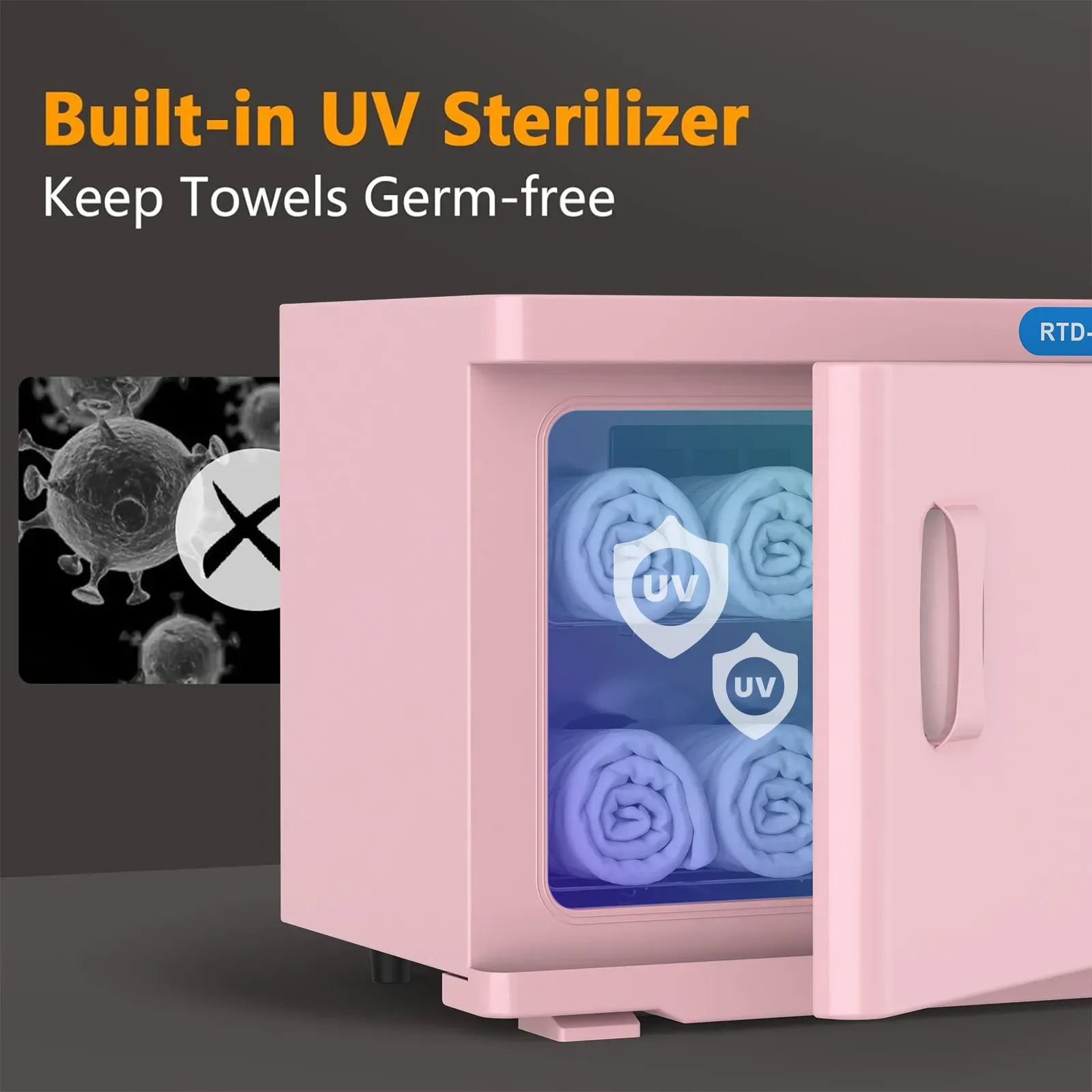 Pink 23L Hot Towel Warmer Cabinet with UV Sterilizer for Salon and Home Use — image 6