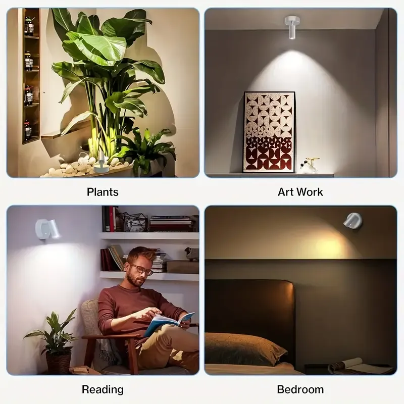 Drill Free Magnetic Charging Spotlight, 2000mAh Long Battery Life Touch Dimming, 350 Degree Rotation Multi Scene, Easily Create Home Ambiance/white โ image 3