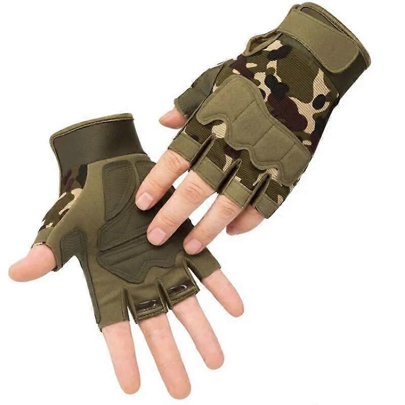 Half Finger Tactical Gloves for Men & Women, Anti-Slip Fingerless Gym Workout Training Gloves for Cycling, Hiking, Climbing and Outdoor Sports - Army — image 3