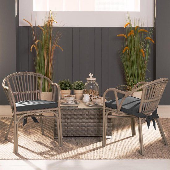 4-Pack Charcoal Grey Tie-On Chair Seat Cushions with Removable Covers, 45 × 40 cm — image 6